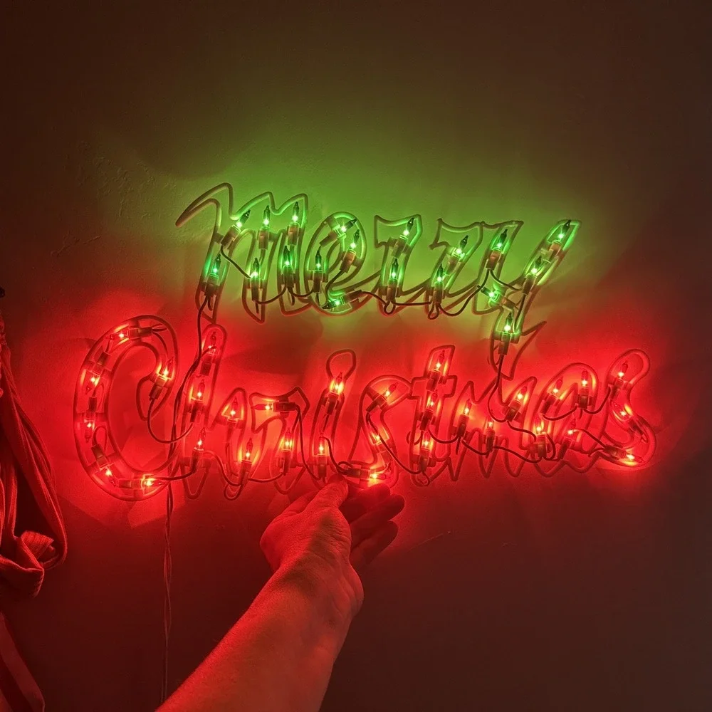 LAMPHOME Merry Christmas Light Up SIGN 50 LED‎ Red & Green Lights Holiday Decor